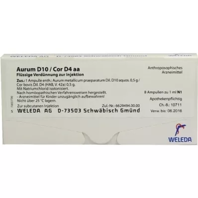 AURUM D 10/Cor D 4 aa ampollas, 8X1 ml