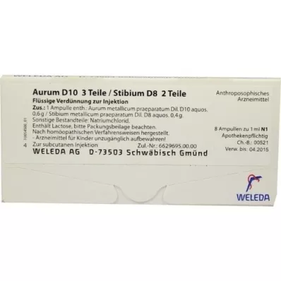 AURUM D 10/Stibium D 8 ampollas, 8X1 ml