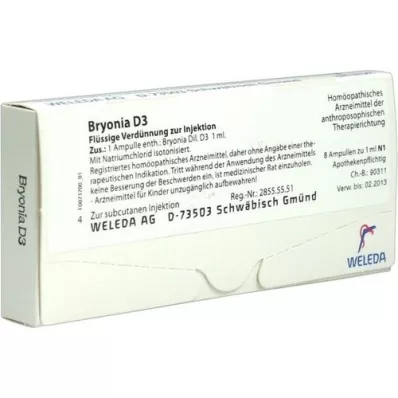 BRYONIA D 3 ampollas, 8X1 ml