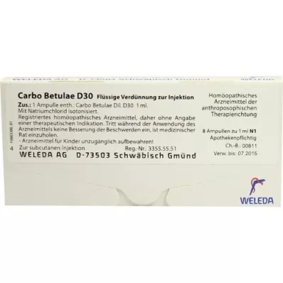 CARBO BETULAE D 30 ampollas, 8X1 ml
