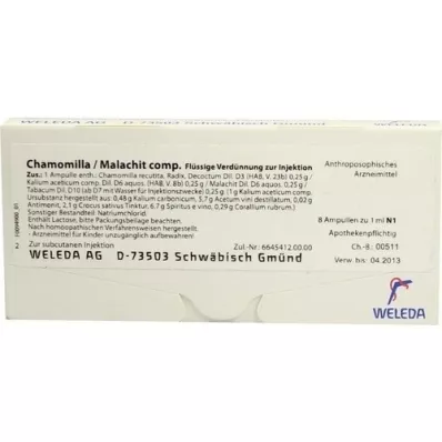CHAMOMILLA/MALACHIT comp. ampollas, 8X1 ml