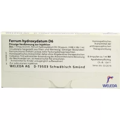 FERRUM HYDROXYDATUM D 6 ampollas, 8X1 ml