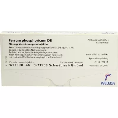 FERRUM PHOSPHORICUM D 8 ampollas, 8X1 ml