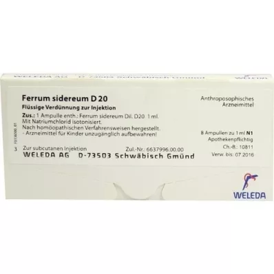 FERRUM SIDEREUM D 20 ampollas, 8X1 ml