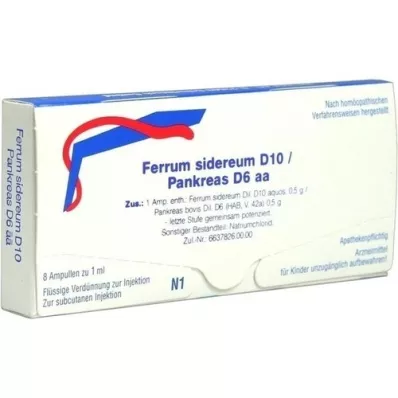FERRUM SIDEREUM D 10/Páncreas D 6 ampollas aa, 8X1 ml