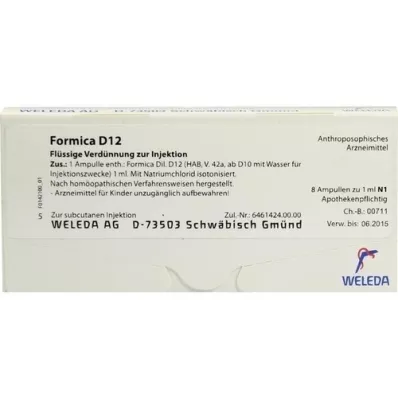FORMICA D 12 ampollas, 8X1 ml FORMICA D 12 ampollas, 8X1 ml