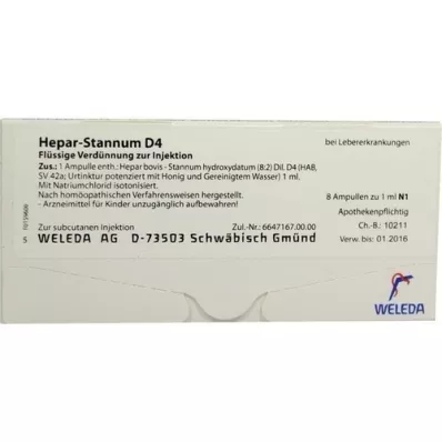 HEPAR STANNUM D 4 ampollas, 8 piezas