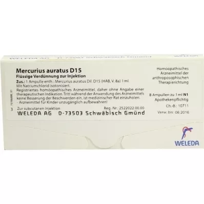 MERCURIUS AURATUS D 15 ampollas, 8X1 ml