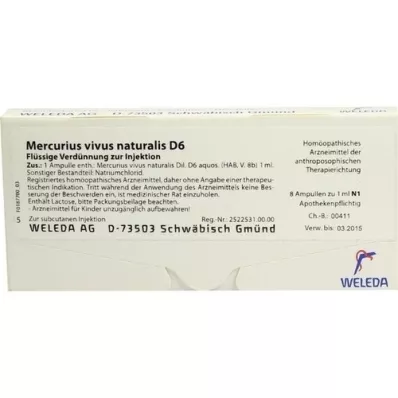 MERCURIUS VIVUS NATURALIS D 6 ampollas, 8X1 ml