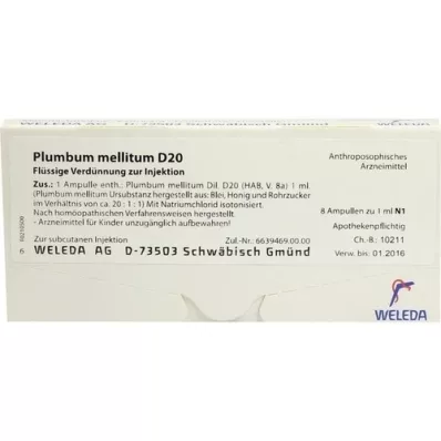 PLUMBUM MELLITUM D 20 ampollas, 8X1 ml