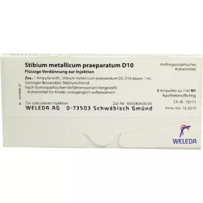 STIBIUM METALLICUM PRAEPARATUM D 10 ampollas, 8X1 ml