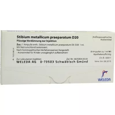 STIBIUM METALLICUM PRAEPARATUM D 20 ampollas, 8X1 ml