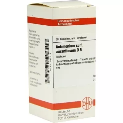 ANTIMONIUM SULFURATUM aurantiacum D 6 tabletas, 80 piezas