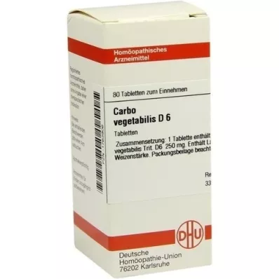 CARBO VEGETABILIS D 6 tabletas, 80 piezas