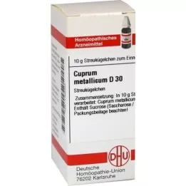 CUPRUM METALLICUM D 30 glóbulos, 10 g