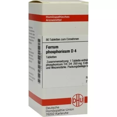FERRUM PHOSPHORICUM D 4 tabletas, 80 piezas