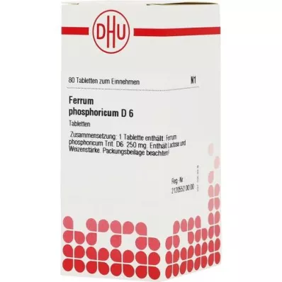 FERRUM PHOSPHORICUM D 6 tabletas, 80 piezas