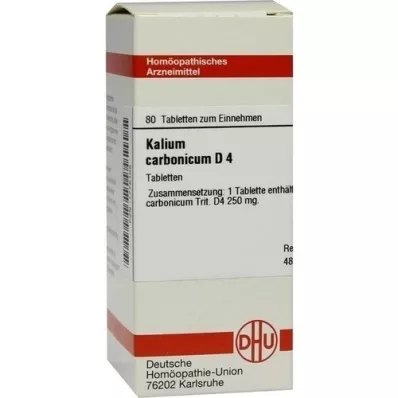 KALIUM CARBONICUM D 4 tabletas, 80 piezas