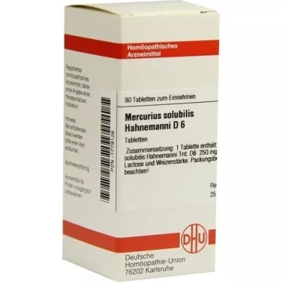 MERCURIUS SOLUBILIS Hahnemanni D 6 tabletas, 80 piezas