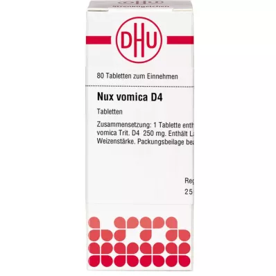 NUX VOMICA D 4 tabletas, 80 piezas