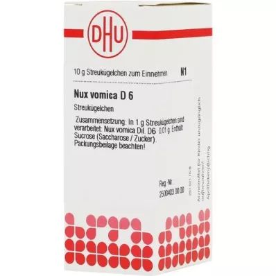 NUX VOMICA D 6 glóbulos, 10 g