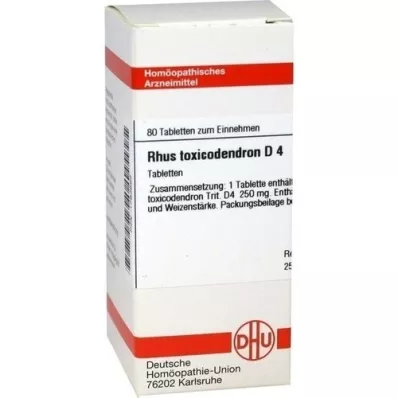 RHUS TOXICODENDRON D 4 tabletas, 80 piezas