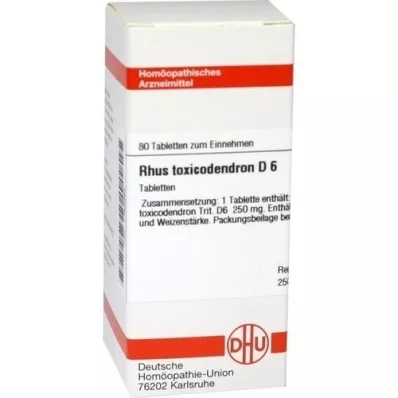 RHUS TOXICODENDRON D 6 tabletas, 80 piezas