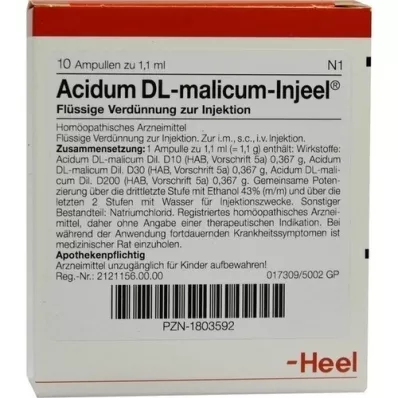 ACIDUM DL-ampollas malicum injeel, 10 piezas