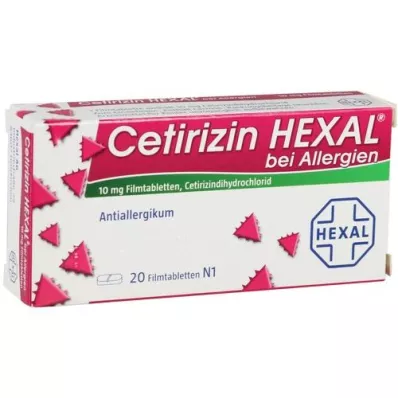 CETIRIZIN HEXAL Tabletas recubiertas con película para alergias, 20 piezas