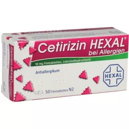 CETIRIZIN HEXAL Tabletas recubiertas con película para alergias, 50 piezas