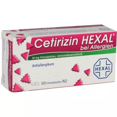 CETIRIZIN HEXAL Tabletas recubiertas con película para alergias, 50 piezas