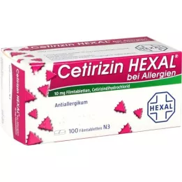 CETIRIZIN HEXAL Tabletas recubiertas con película para alergias, 100 piezas