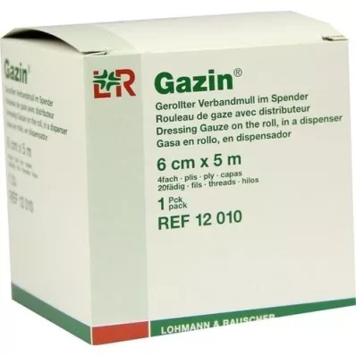 GAZIN Vendaje de gasa de 6 cm x 5 m enrollado 4 veces, 1 pieza