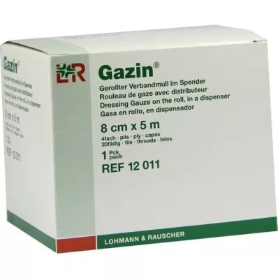 GAZIN Vendaje de gasa de 8 cm x 5 m enrollado 4 veces, 1 pieza