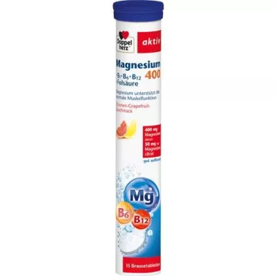 DOPPELHERZ Magnesio 400+B1+B6+B12+Ácido fólico BTA, 15 piezas