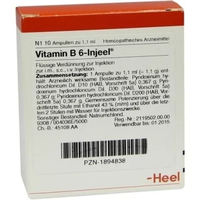VITAMIN B6 INJEEL Ampollas, 10 piezas