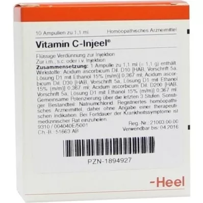 VITAMIN C INJEEL Ampollas, 10 piezas