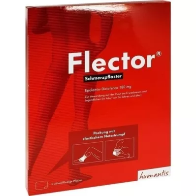 FLECTOR Apósitos analgésicos + medias de red elásticas, 5 unidades