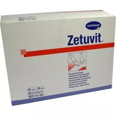 ZETUVIT Compresas de succión no estériles 10x10 cm, 30 piezas