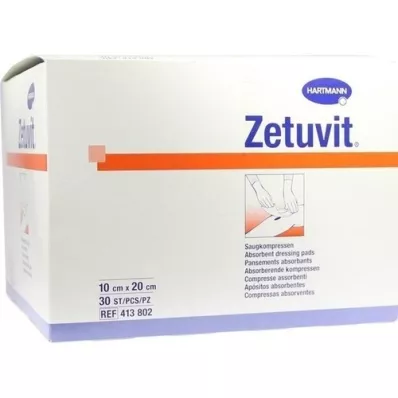 ZETUVIT Compresas de succión no estériles 10x20 cm, 30 piezas