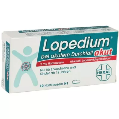 LOPEDIUM Cápsulas duras agudas para diarrea aguda, 10 piezas