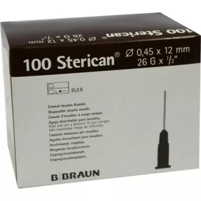 STERICAN Ins.Einm.Kan.26 Gx1/2 0,45x12 mm, 100 uds
