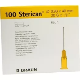 STERICAN Cánulas Luer-Lok 0,90x40 mm tamaño 1 amarillo, 100 piezas