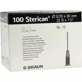 STERICAN Cánulas Luer-Lok 0,70x30 mm tamaño 12 negro, 100 piezas