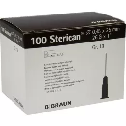 STERICAN Cánulas Luer-Lok 0,45x25 mm tamaño 18 marrón, 100 piezas