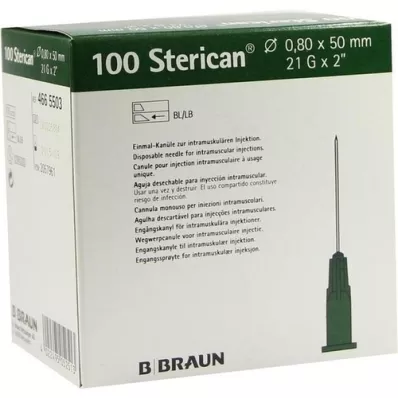 STERICAN Cánulas 21 Gx2 0,8x50 mm, 100 piezas
