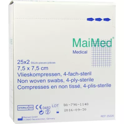 VLIESKOMPRESSEN 7,5x7,5 cm estéril, 25X2 uds