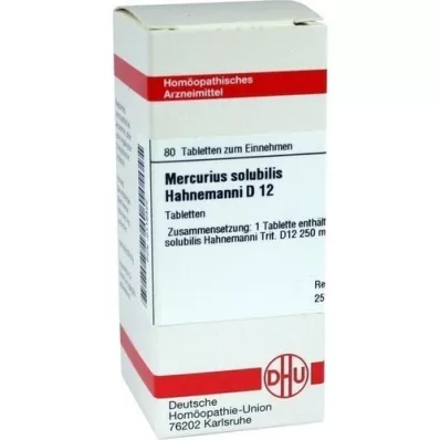 MERCURIUS SOLUBILIS Hahnemanni D 12 tabletas, 80 piezas