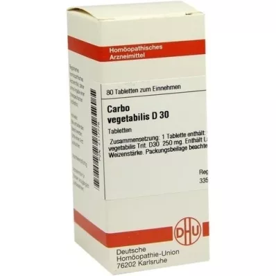 CARBO VEGETABILIS D 30 tabletas, 80 piezas