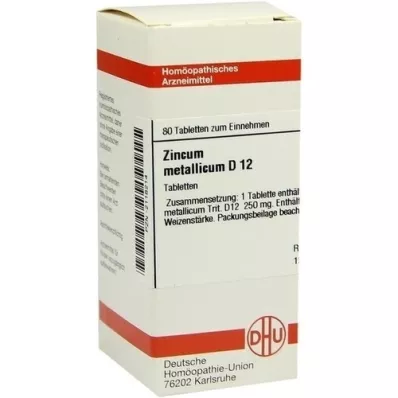 ZINCUM METALLICUM D 12 tabletas, 80 piezas